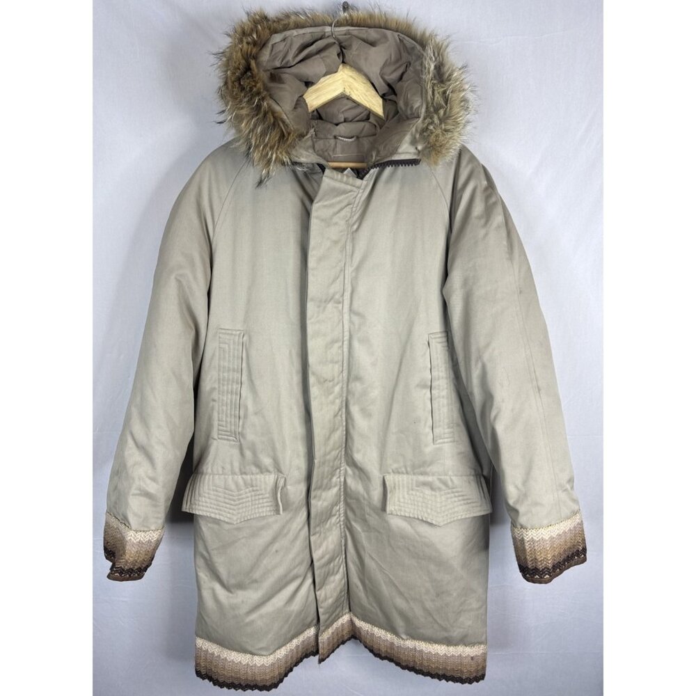 Vintage Imperial Down Parka Jacket Men 38 Beige Fur Hood Winter Coat Canada 80s